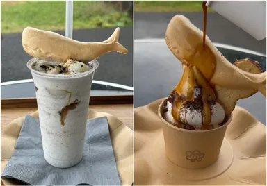 濃厚黒ゴマシェイク／みねおか牛乳ソフトのアフォガード