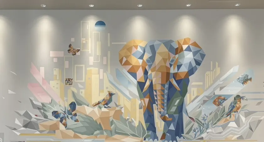 新店舗内の壁面アートワーク