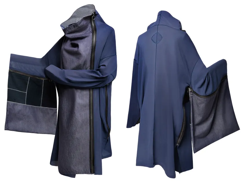 コートストール(コットン)とキモノ袖になるクッションカバー