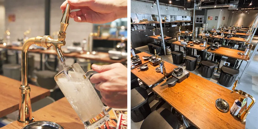 卓上レモンサワーは飲みたいときにいつでも注げます。最大150名までご利用可能な店内