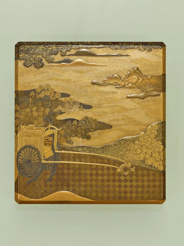 8. 御所車蒔絵硯箱