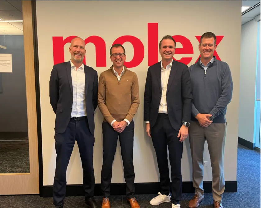 Molex本社にて、HMS NetworksとMolex Industrial Solutions事業部の関係者による会合の様子