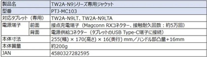 PTJ-MC103 おもな仕様