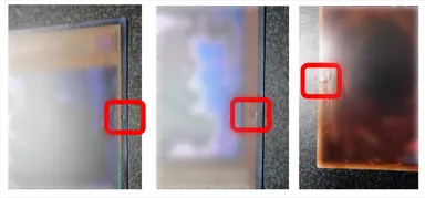 バインダーによって破損したカードの状態