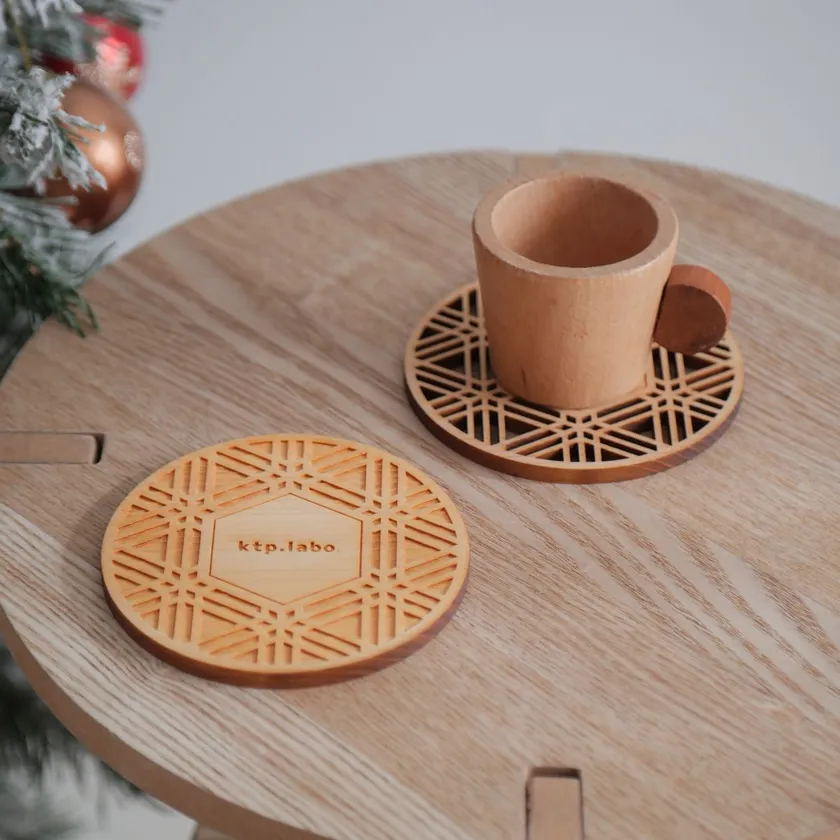 紀州材檜の和柄コースター