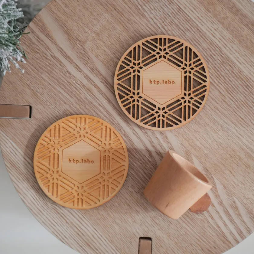 紀州材檜の和柄コースター