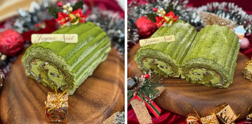 厳選された牧之原抹茶を使用“お濃茶クリスマスケーキ”