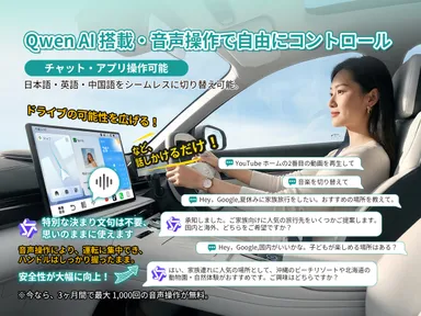 AI音声アシスタント搭載で、話しかけるだけで操作できるスマートな車内体験を実現します