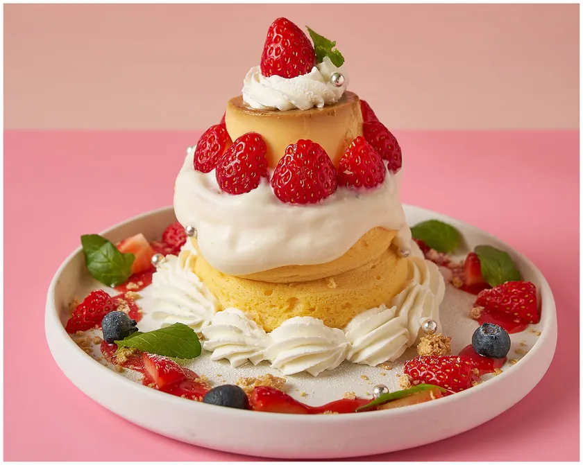 いちごのキャンドルタワーパンケーキ