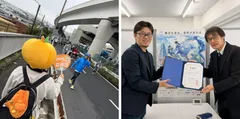 当法人職員による沿道でのランナー応援 ／ 横浜マラソン事務局より感謝状を受領