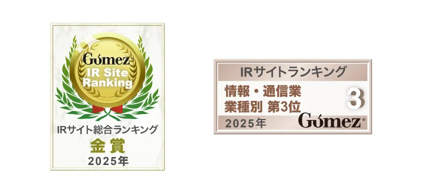 IRサイト総合ランキング 金賞、情報・通信業 業種別 第3位