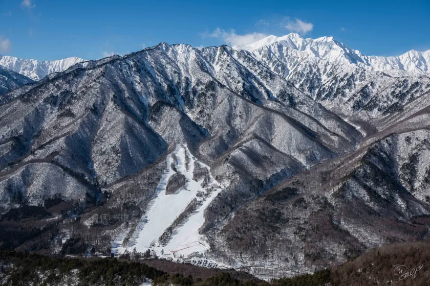北アルプスとスキー場