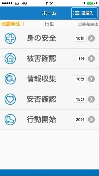 「防災カードアプリ」の画面イメージ　◆ホーム画面