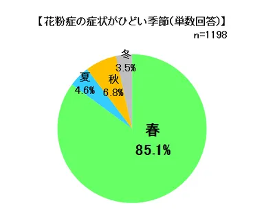 花粉症の症状がひどい季節