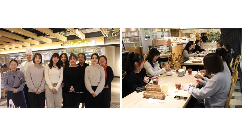 (左)商品企画メンバー集合写真 (右)試食会の様子