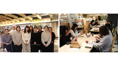 (左)商品企画メンバー集合写真　(右)試食会の様子