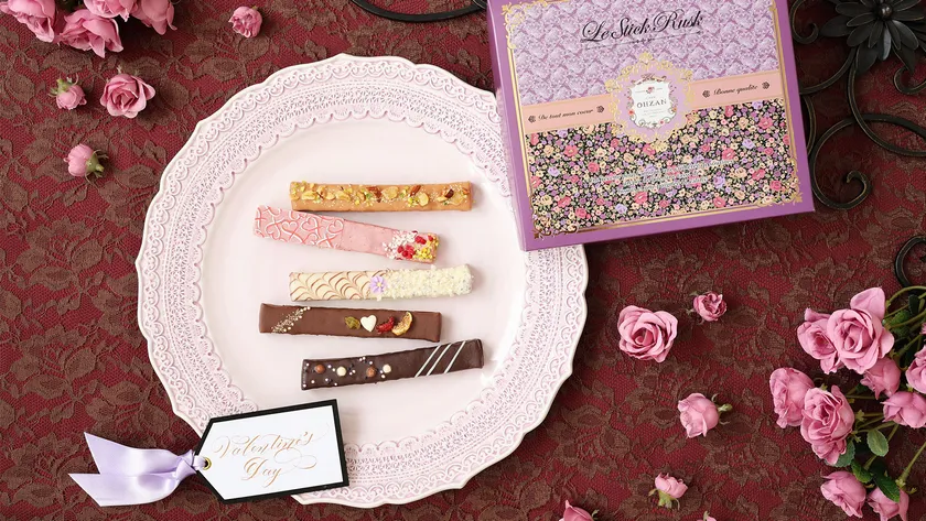 ピンクやパープルが柔らかい印象のチョコレートラスク