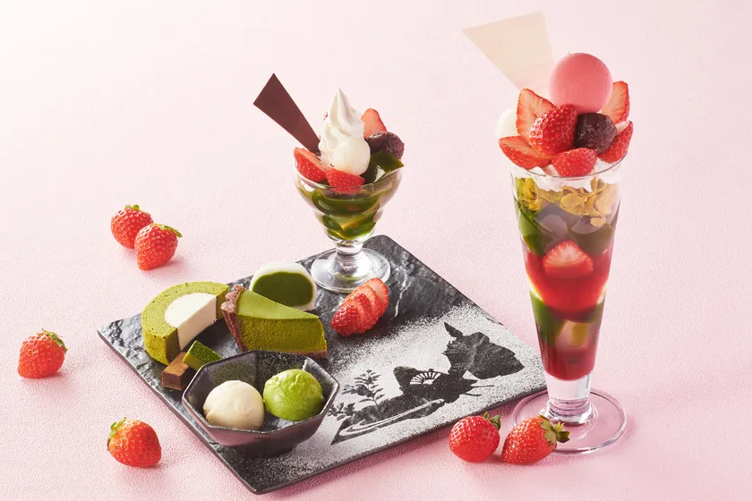 いちご抹茶パフェ&源氏物語 いちご抹茶スイーツプレート