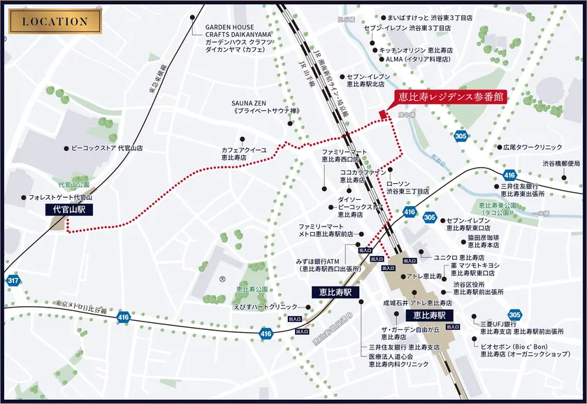 恵比寿レジデンス参番館 現地案内図