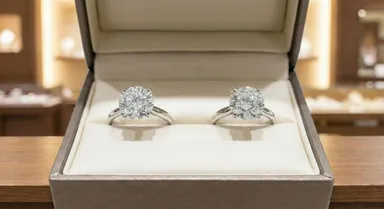 天然ダイヤモンドリングと合成ダイヤモンドリングの比較画像