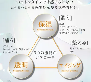上記3つの機能でお肌にアプローチ