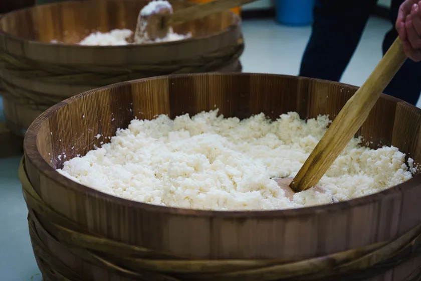 半切り桶で仕込み