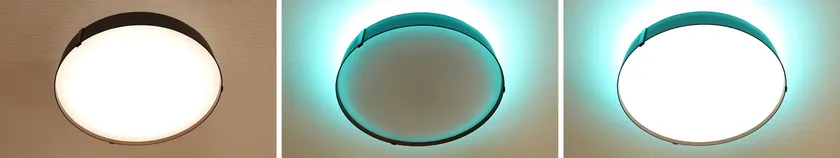 左から 主照明/間接照明/主照明+間接照明