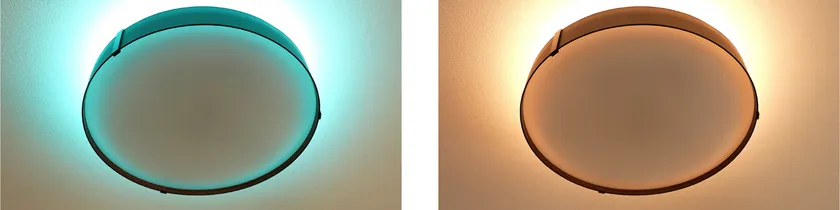 左から 間接照明MARINE色/CANDLE色