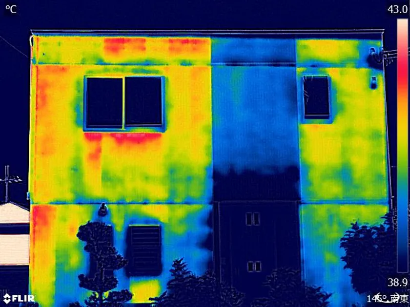 結露が発生した原因となる通気胴縁の赤外線画像