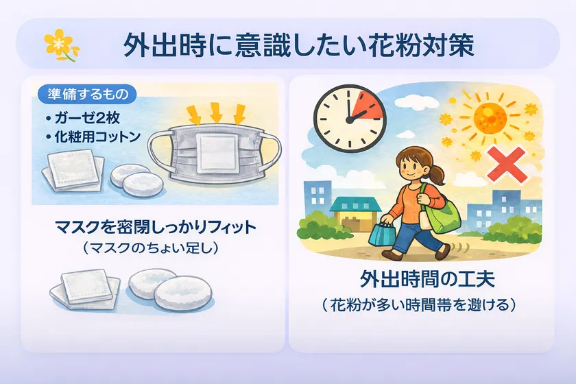 外出時に意識したい花粉対策