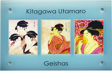 喜多川歌麿『芸者』10ドル縁なしカラー銀貨3種セット
