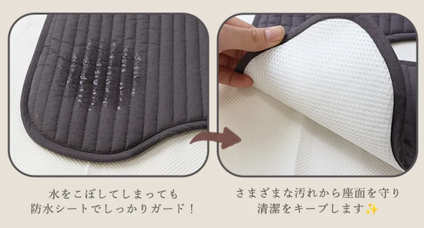 防水シートで汚れから座面をガード
