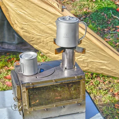 チタン製マグカップ 420ml 蓋付き  一層式  目盛り付き4