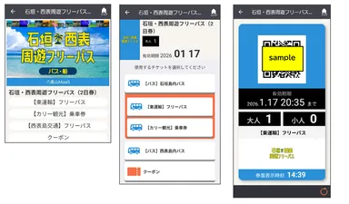 石垣・西表周遊フリーパス券面