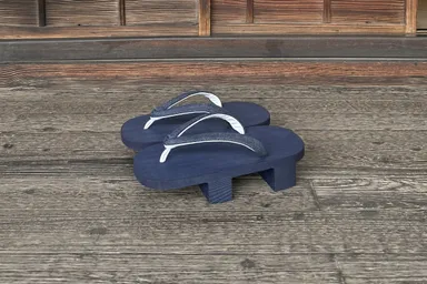 ねずこ下駄　茶綿デニム鼻緒_インディゴ染 2