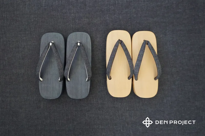 木曽ねずこ右近下駄 茶綿デニム鼻緒