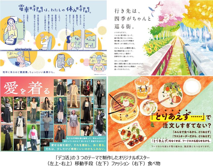 阪急阪神ホールディングスと
沿線6大学の学生との共創プロジェクト
「環境問題の自分ゴト化」をテーマにした
4種類のポスターを制作しました
2026年1月23日(金)から阪急電車・阪神電車で掲出