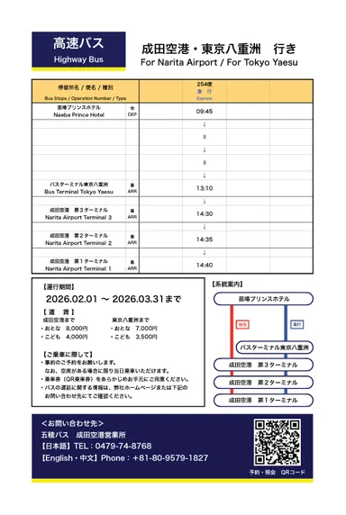 上り(成田空港方面ゆき)時刻表