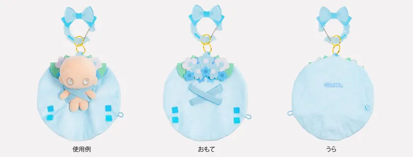 広げた状態の使用例・おもて・うら【ブーケ(ブルー)】