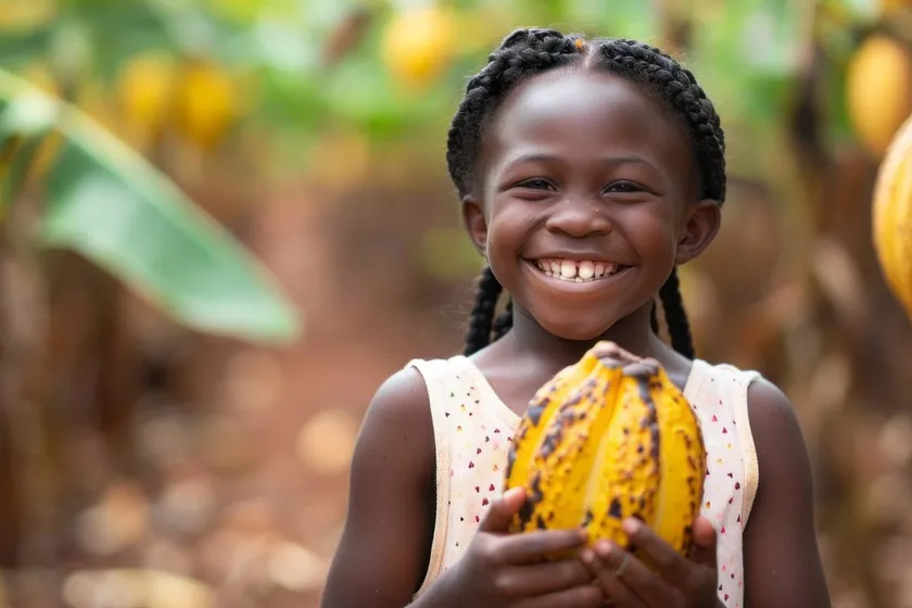 少女とカカオ豆