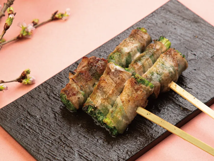 菜の花豚バラ巻き串