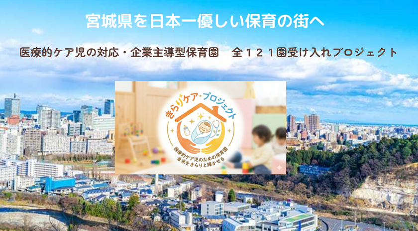 宮城を「日本一やさしい保育の街」にするための挑戦
医療的ケア児の受入率100%を目指し、
3月6日(金)よりクラウドファンディングを開始