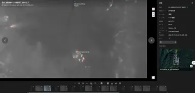 赤外線カメラが捉えた遭難者　中央の赤い箇所