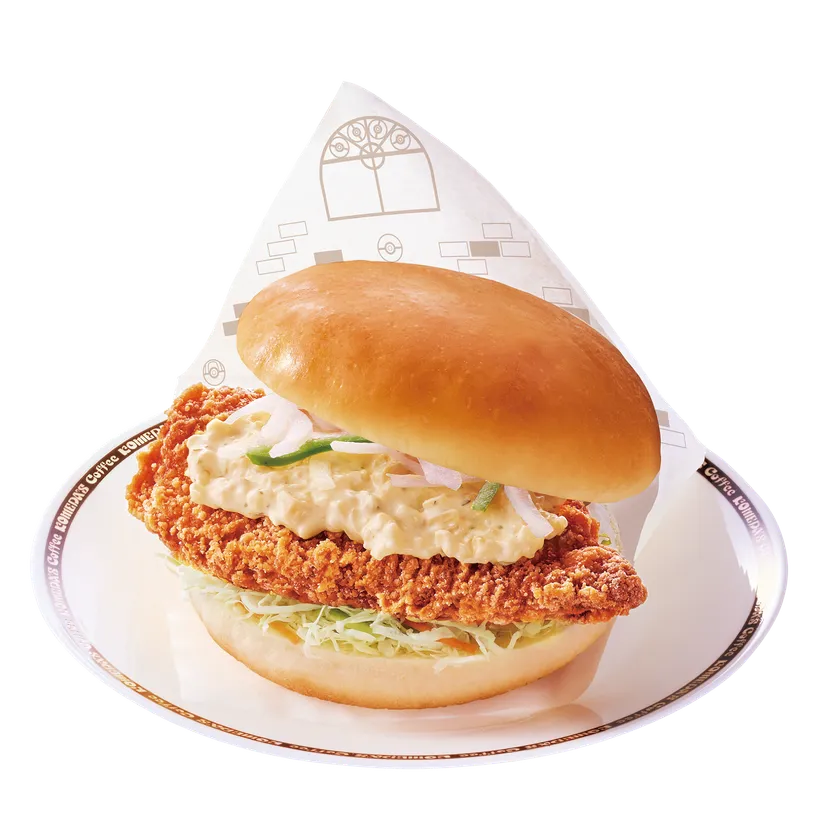 【コメダ珈琲店】フシギダネ・ヒトカゲ・ゼニガメのなかよし鶏タツタバーガーレモンタルタル