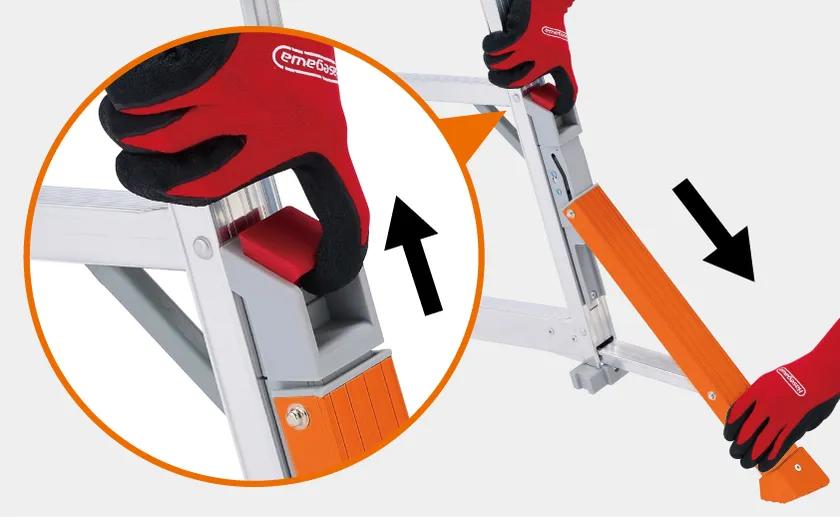 ワンタッチでアウトリガー開閉