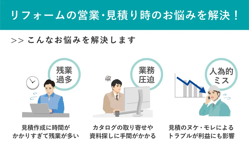 リフォームの営業・見積り時のお悩みを解決