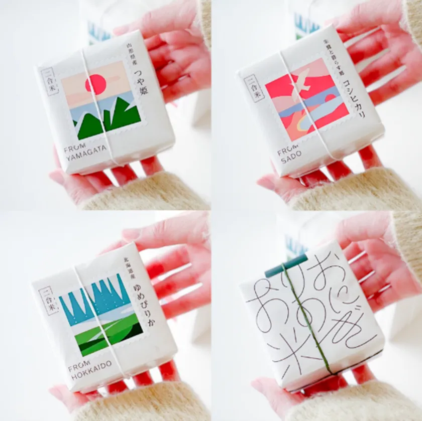 真空二合米(つや姫・コシヒカリ・ゆめぴりか・おにぎりのお米)各770円(税込)