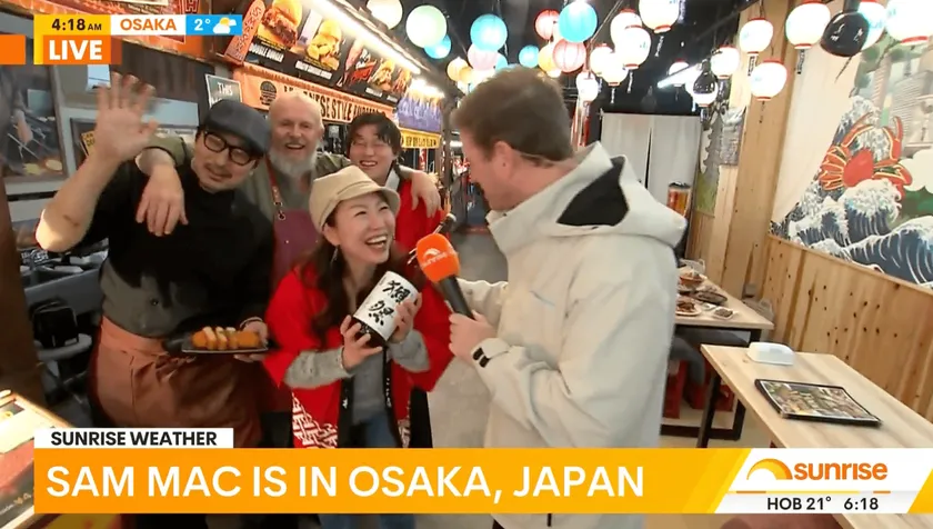 豪州No.1朝番組『Sunrise』による生中継