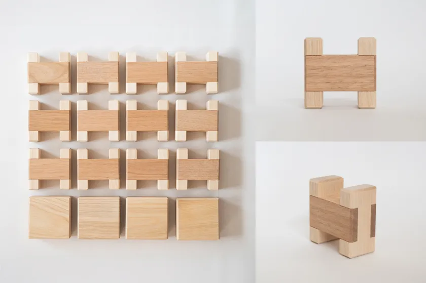 木組みでつくった特徴的なH型のピース