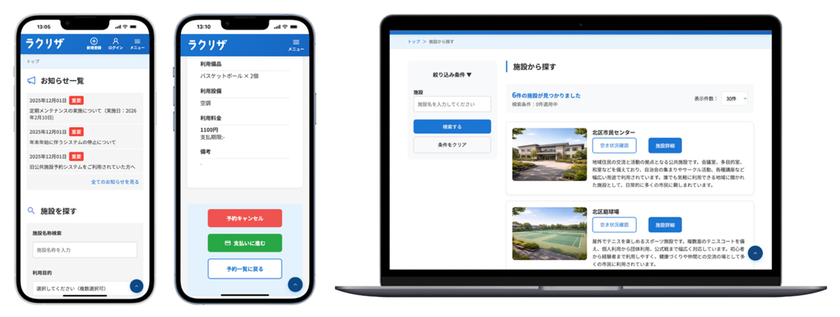 ウイングアークNEXの公共施設予約システム「ラクリザ」と
SBペイメントサービスのオンライン決済サービスが連携